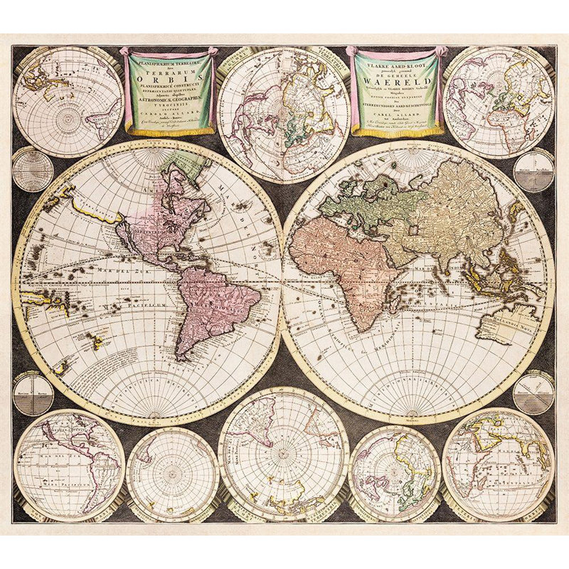 Art sur toile Allard, Carel Gallery: globe terrestre plat communément appelé le monde entier 1696, H 15 po x l 16 po