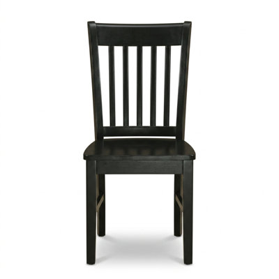 Black Finish Rubberwood Rectangular Dining Table Set with Butterfly Leaf and 6 Dining Chairs Wood Seat High Backrest 7 Piece
