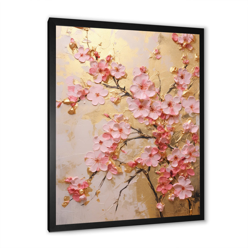 «Apple Blossom Harmony II», reproduction d'art sur toile florale, Cadre d'angle fermé noir, L 12 po x H 20 po