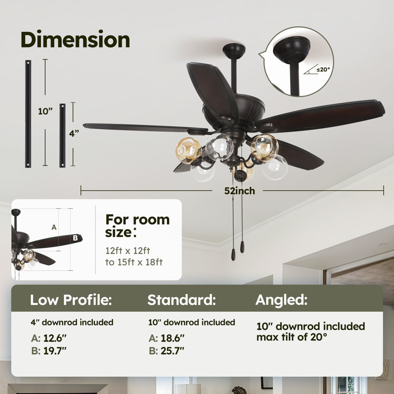 Ventilateurs de plafond classiques avec lumières Fantine