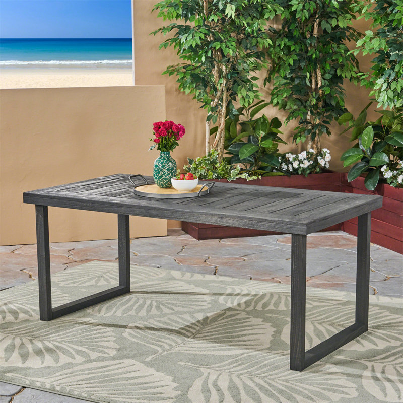 Table de salle à manger d'extérieur en bois d'acacia de 69 po, Gris foncé
