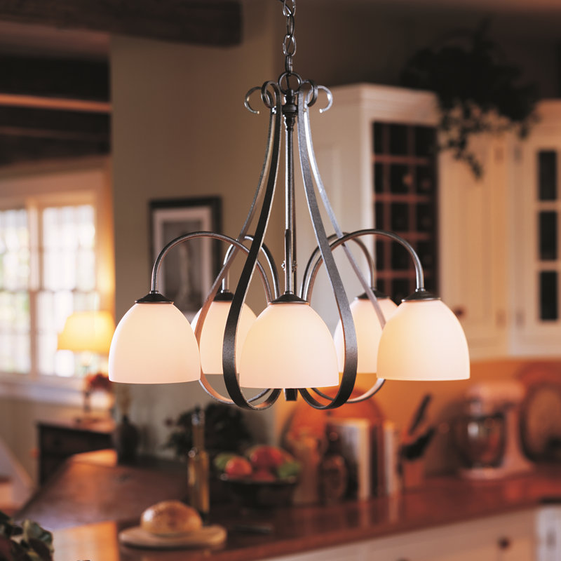 Sweeping Taper 5 - Light Shaded Classic/Traditional Chandelier, Bronze