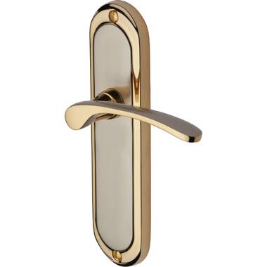 Stanza Lucca Lever on Rose Door Handles Favo Satin Brass