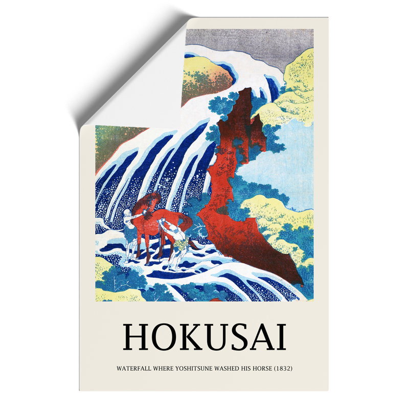 Yoshitsune Falls by Katsushika Hokusai - No Frame Painting, 30cm H x 21cm W x 0.1cm D