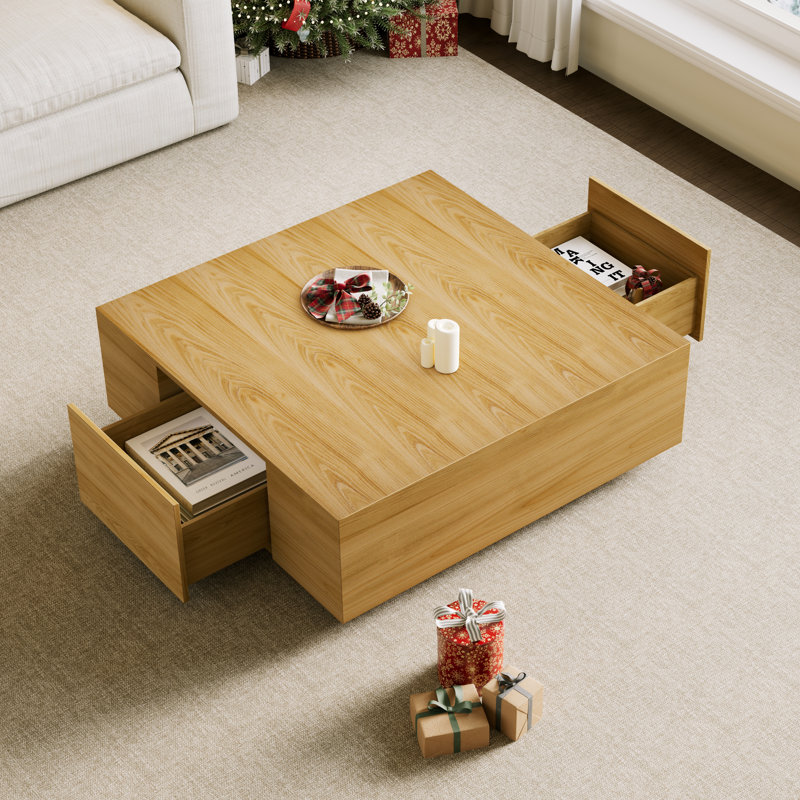 Wood Square Coffee Table, 15" H x 47" L x 47" D