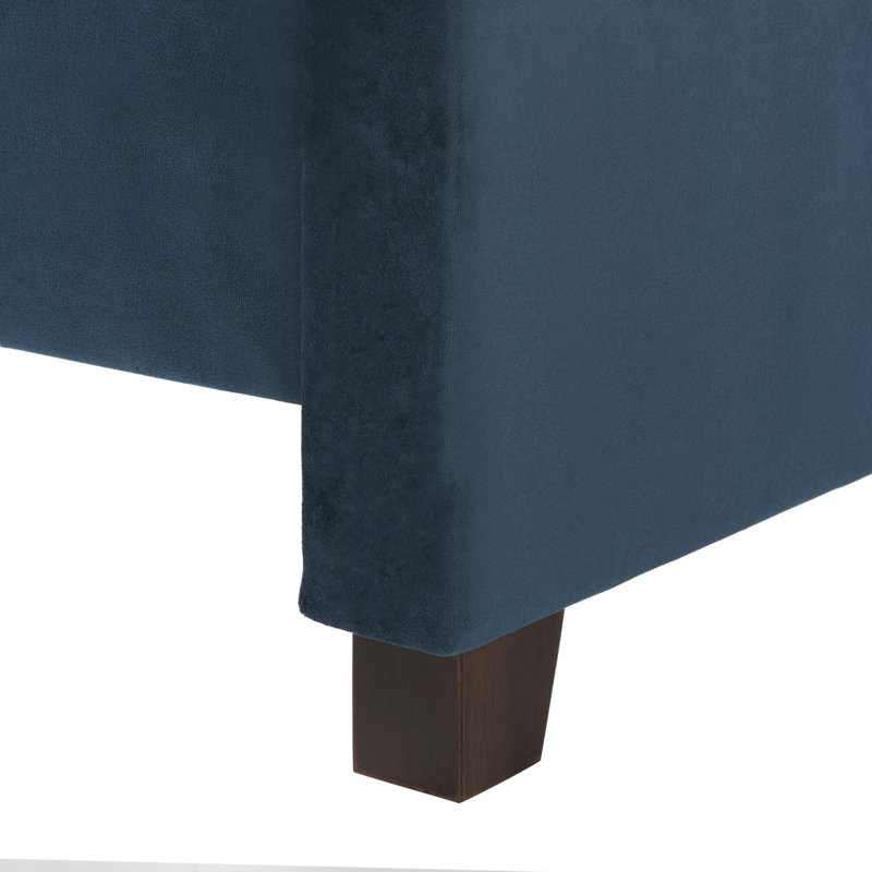 Upholstered Standard Bed, Navy/Silver, Queen