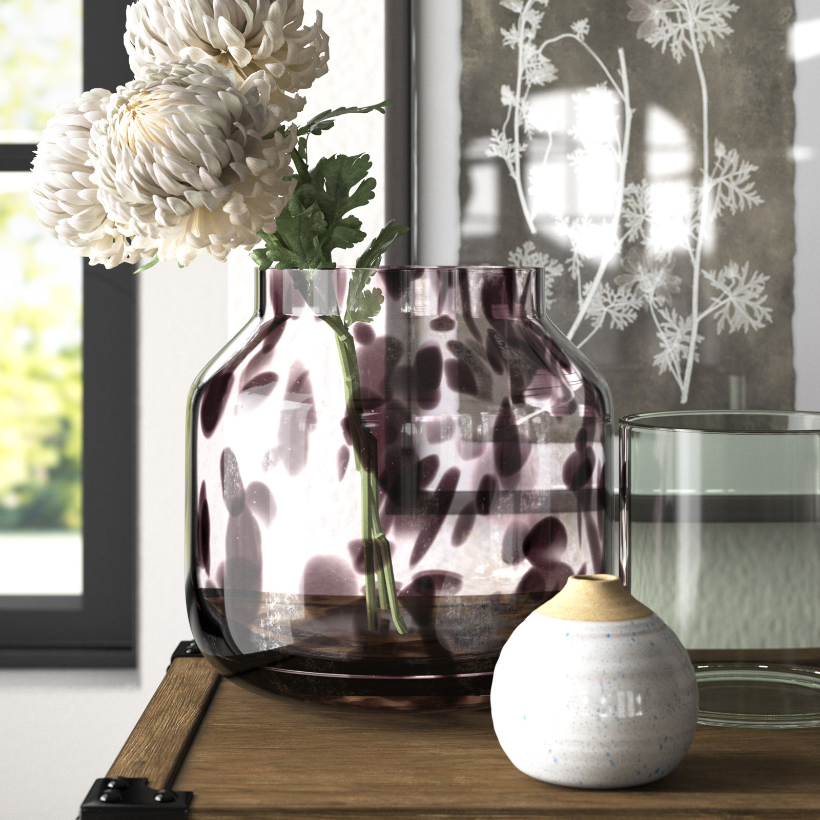 Goldia Glass Table Vase, Purple, 8.85" H x 8.25" W x 8.25" D