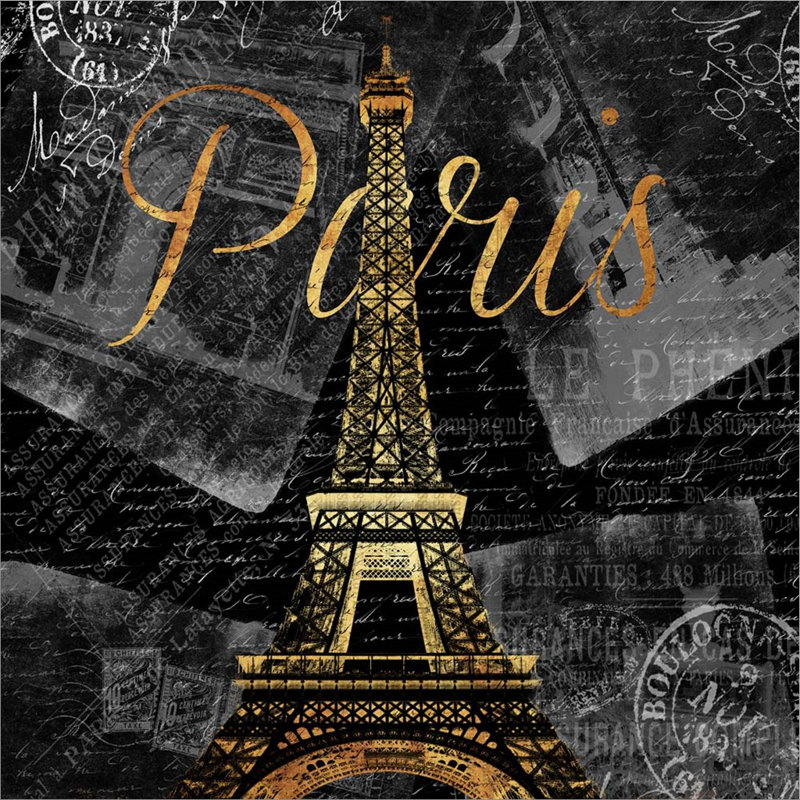 " Script Paris Gold " Watercolor Painting