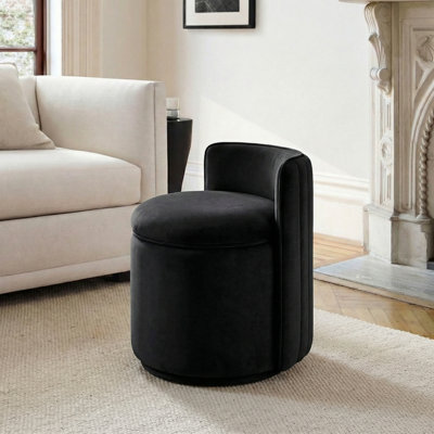 Upholstered Velvet 360° Swivel Storage Vanity Stool No Assembly Needed