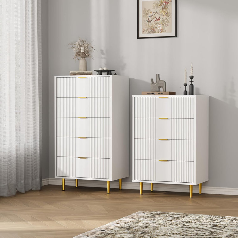 Commodes 4 tiroirs naturelles, Blanc