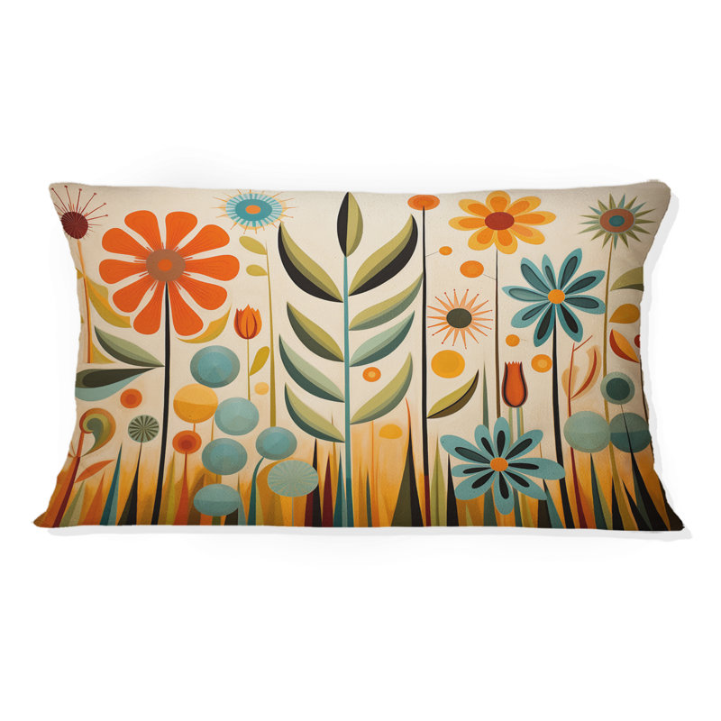 Red Mid Century Mod Nature - Abstract Midcentury Printed Throw Pillow