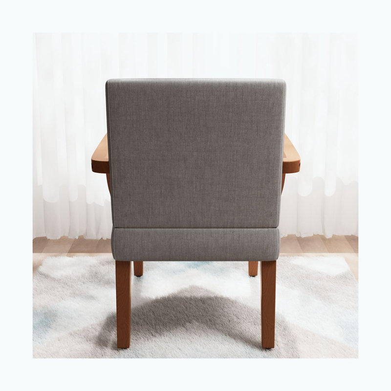 Wood Frame Armchair Set of 2,  Light Gray Fabric