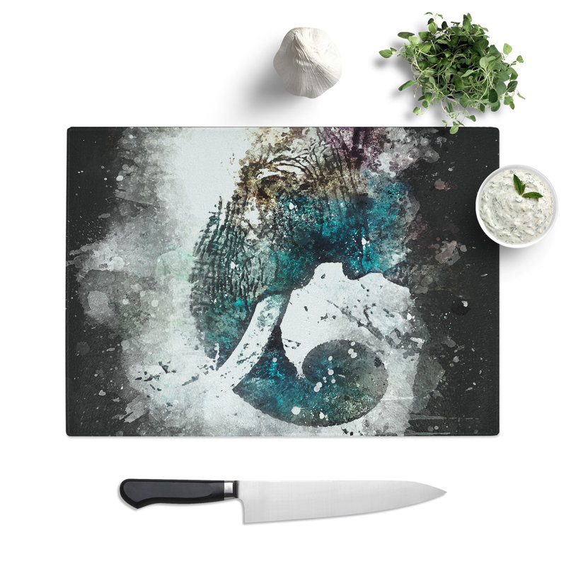 Tempered Glass Elephant Profile Chopping Board, 28.5 cm x 39 cm