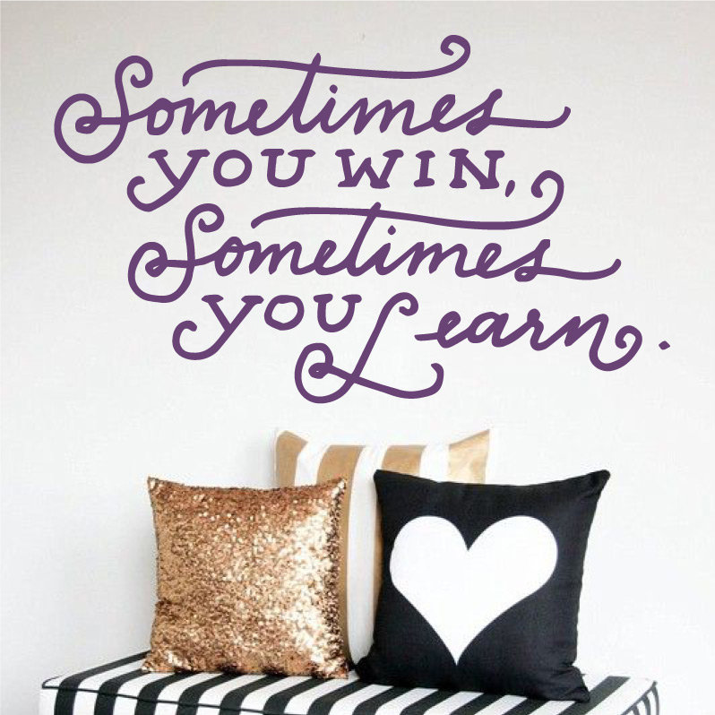 Décalcomanie murale parfois citation "win, H 21 po x l 35 po x P 0,01 po, Violet