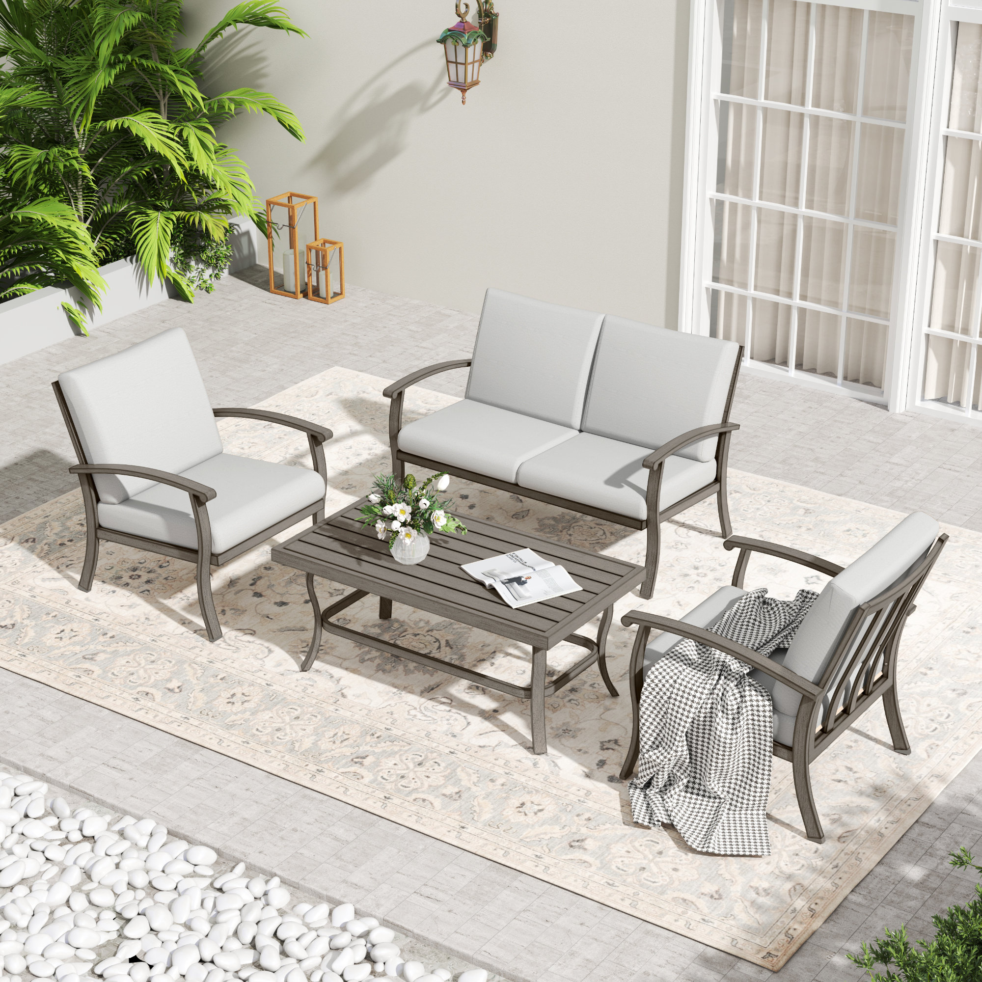 Leigh 4 - Person Patio Conversation Set with Cushions