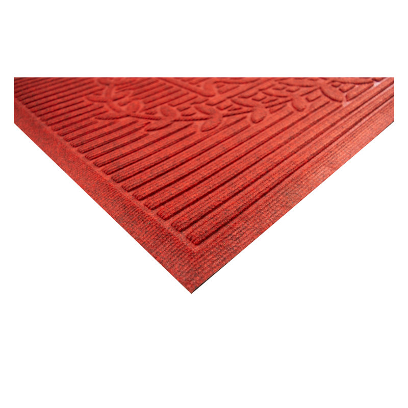 Tapis d'entrée / extérieur Barreto, Rectangle 2 pi x 3 pi, Rouge