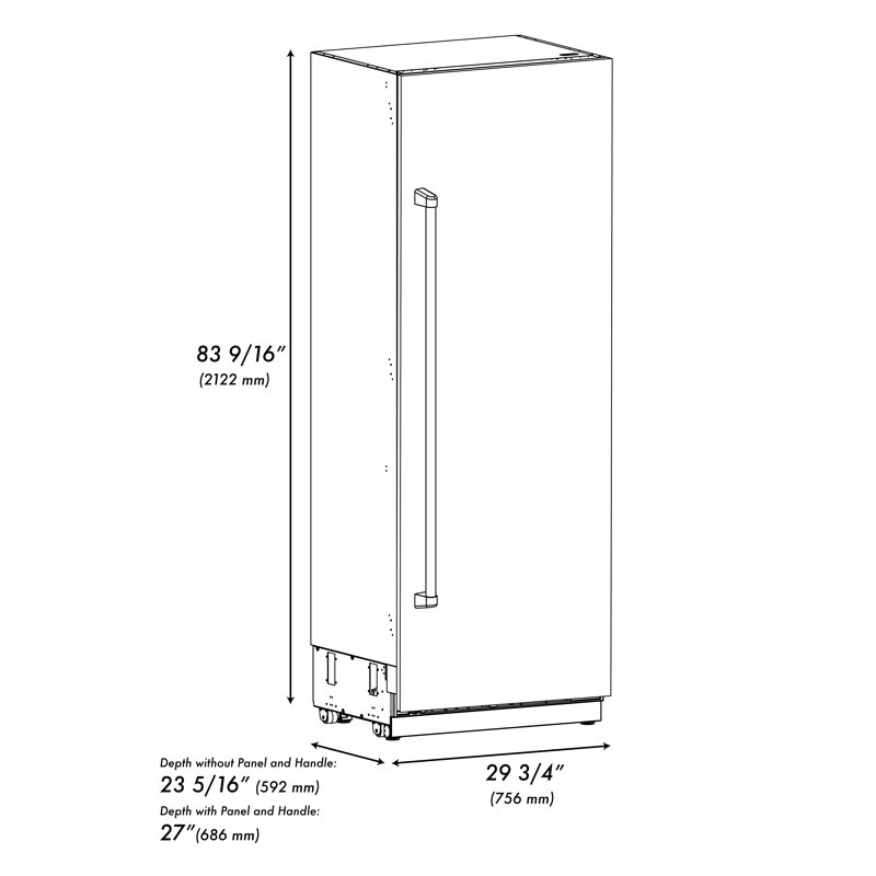ZLINE Autograph 30 in. Column Refrigerator with Graphite Gray Interior and Champagne Bronze Accents, White Matte/Gold