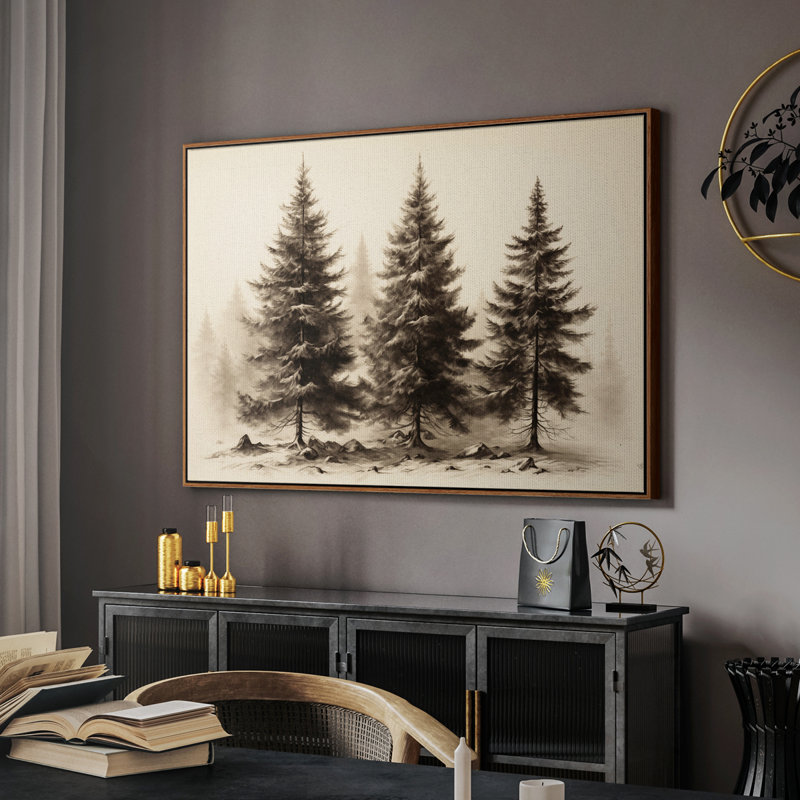 Paysage rétro CLCL, Toile encadrée, H 27 po x l 41 po, Noyer