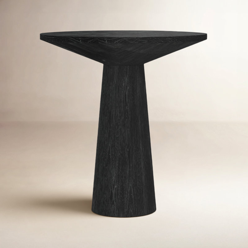 Astraea 20" W Round Pedestal End Table, Black