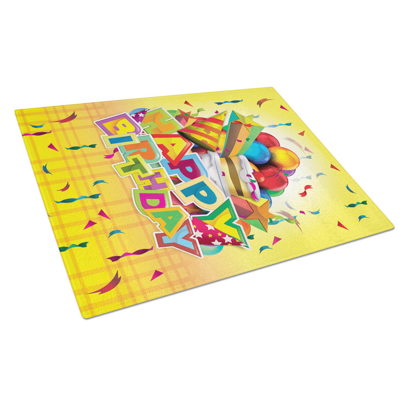 Planche à découper joyeux anniversaire en verre trempé