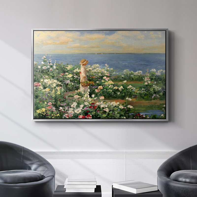 Paysage rétro - DLxxx, Toile naturelle avec cadre flottant, H 27 po x l 41 po x P 2 po