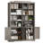 Arie 73.1"H Standard Bookcase With Adjustable Shelves, Wood Storage Freestanding Bookshelves With 8 Open Shelves and 4 Doors, Wash Gray-1426915165