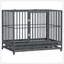 Caisse pour chien robuste en métal avec roues verrouillables, porte double et plateau amovible pour un nettoyage facile-116521603-116521602