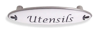 (Paquet de 5) Poignée d'ustensiles de 3 pouces blanche avec lettres noires