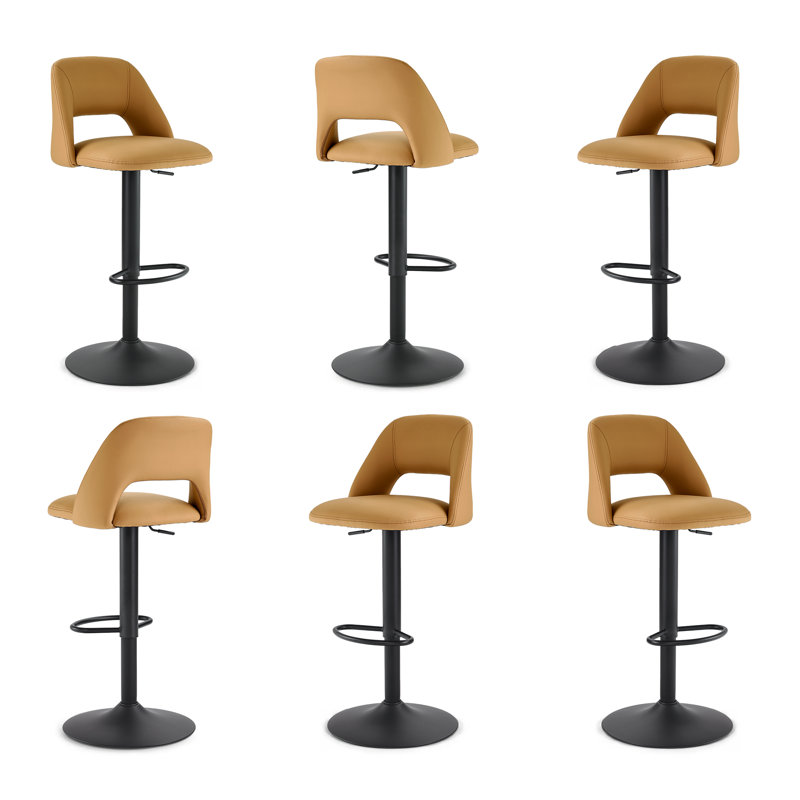 Swivel Upholstered Bar Stool, Camel / Black