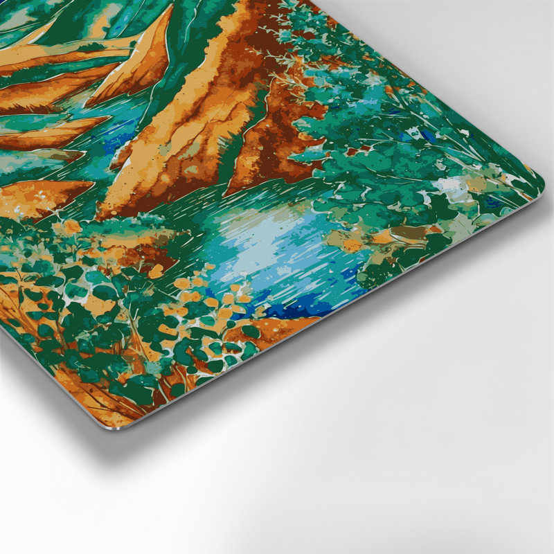 Aquarelle, paysage, 55, art mural en métal vert, H 32 po x l 32 po