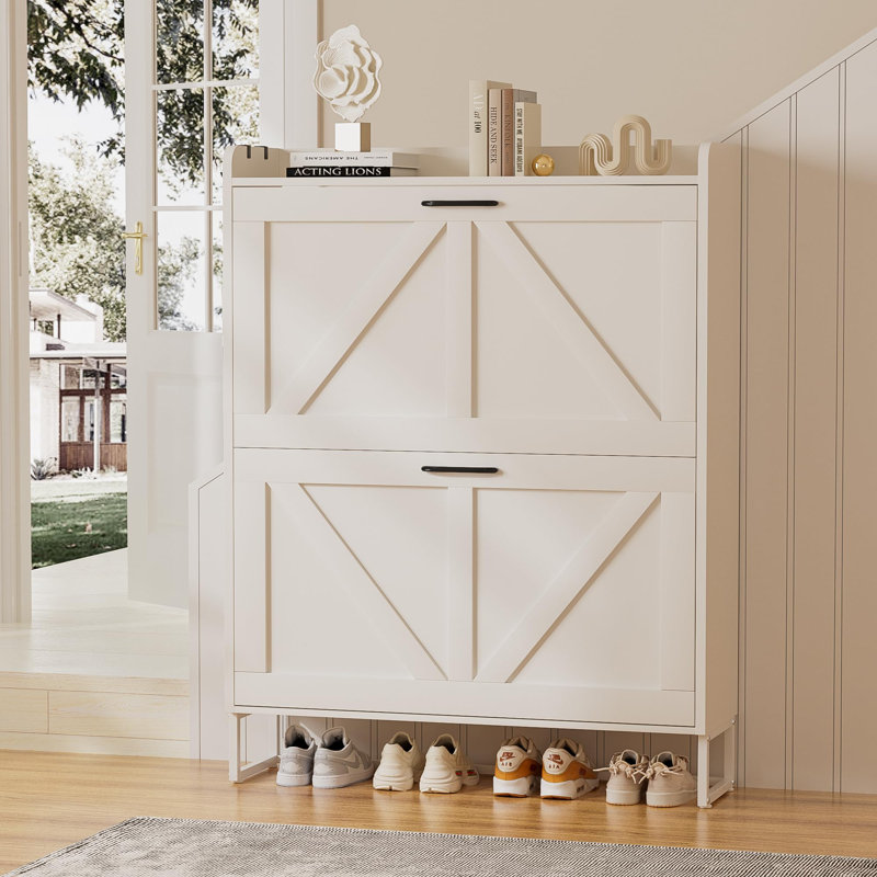 Armoire à chaussures moderne à couvercle rabattable mince, conception étroite de 9 po, rangement réglable pour 20 à 24 paires