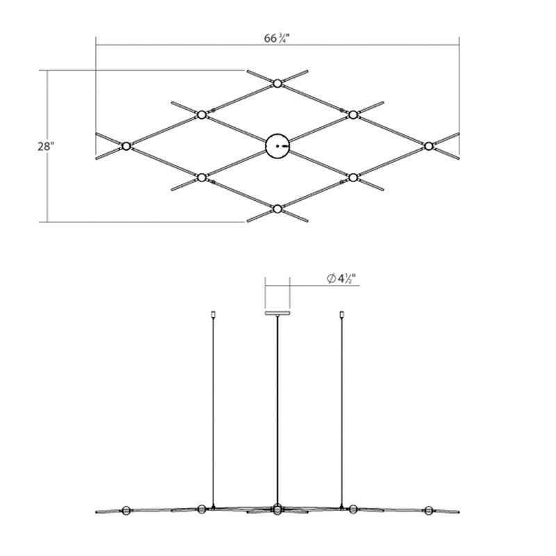 Lustre unique à 9 lumières DEL Constellation®, Transparent à facettes, 2700 K