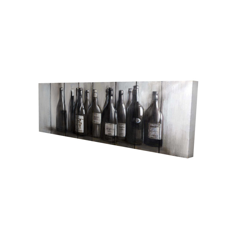 Toile de cuisine brune moderne - Bouteilles de vin sur bois