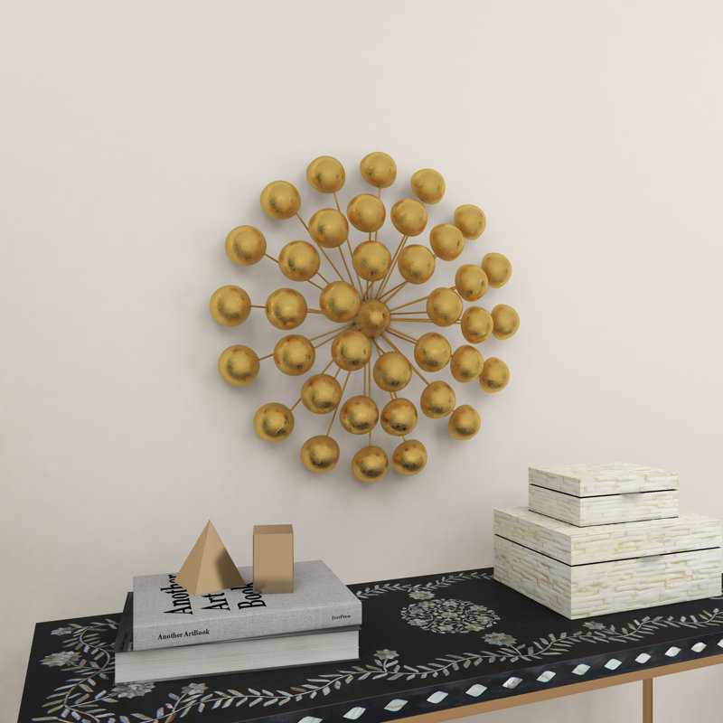 Metal Starburst Wall Decor with Orb Detailing 24" x 6" x 24", Gold
