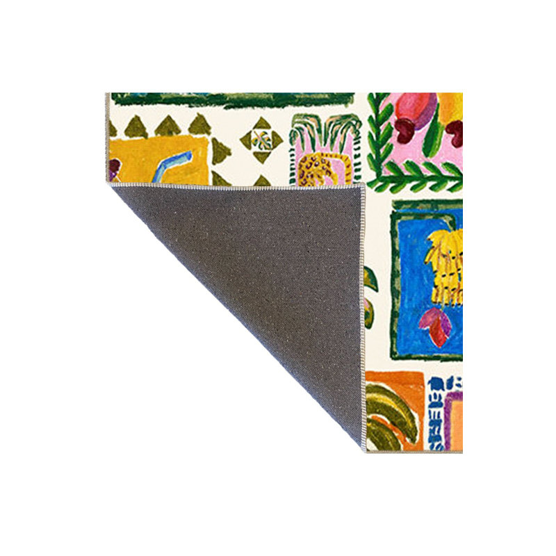 Tapis multicolore à motif de bananes tissées, Sous-tapis rectangulaire de 3 pi 3 po x 4 pi 11 po