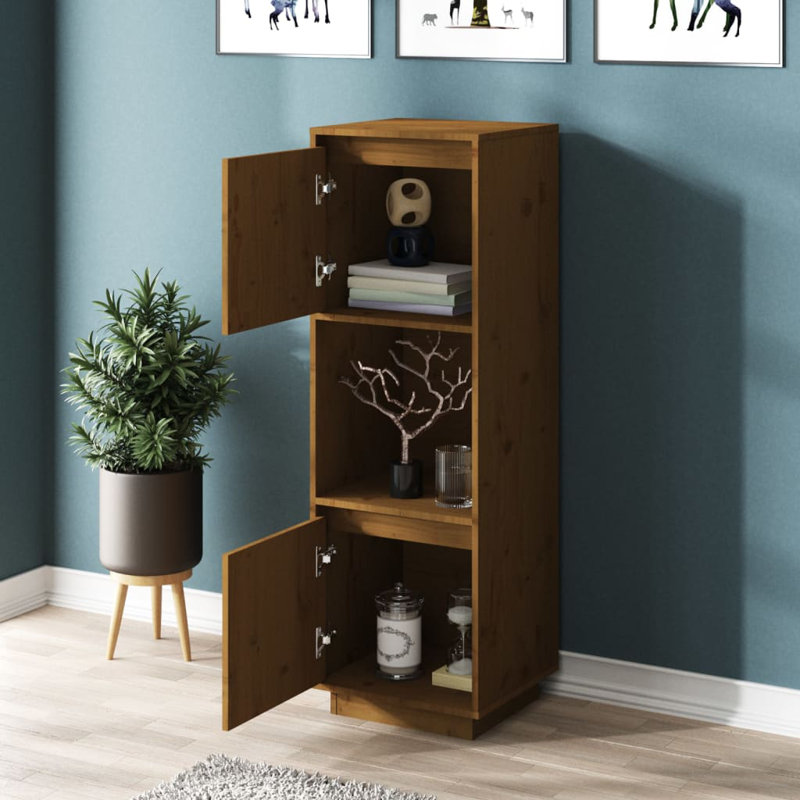 Highboard 38X35x117 Cm Solid Wood Pine, Honey Brown