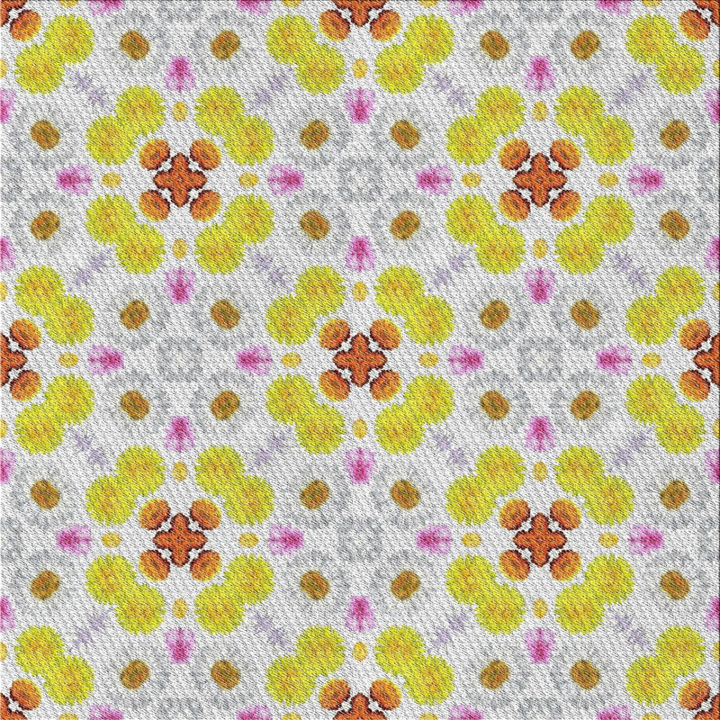 Tapis jaune/brun tissé à la machine, Carré 8 pi