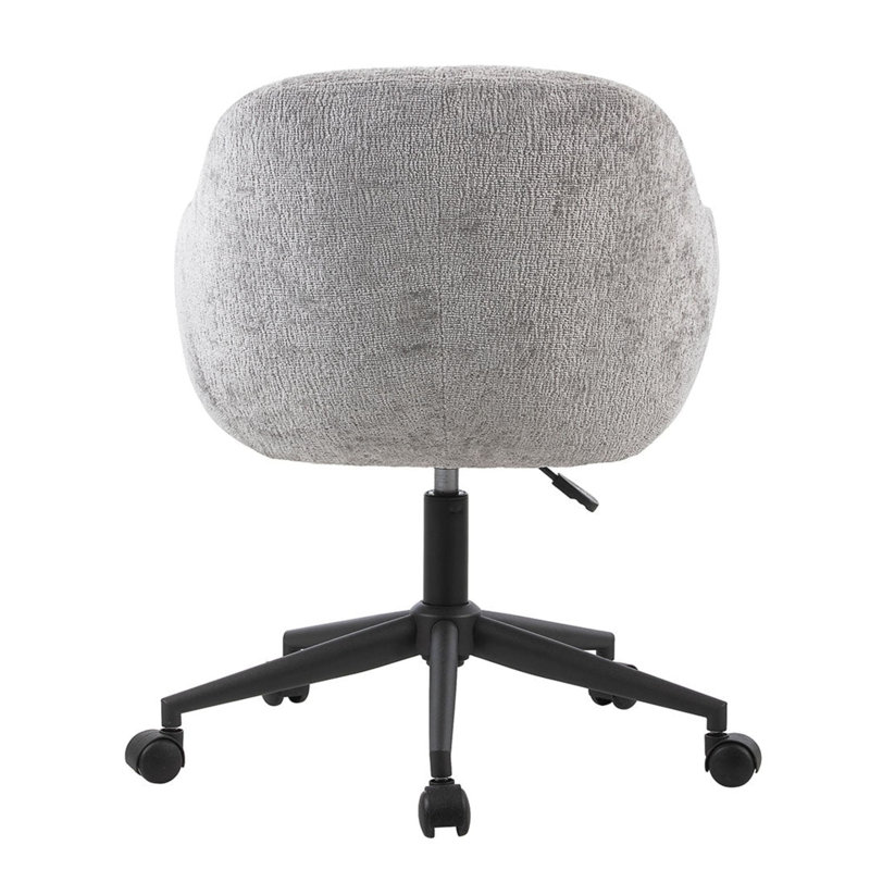 Emily Swivel Vanity Chair With Wheels, Soft Chenille Fabric Tufted Back, 360 Degree Spinning, Gray
