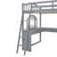 Lit mezzanine en bois avec bureau en U, compartiments de rangement et miroir à trois volets-503290443