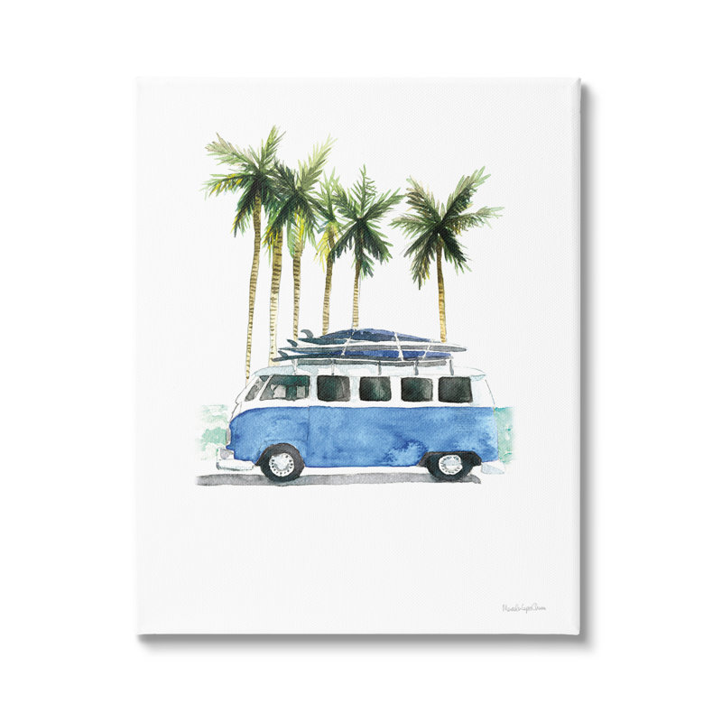 «Stupell Industries Summer Minibus Holiday», art mural sur toile par Mercedes Lopez Charro, H 48 po x l 36 po x P 1,5 po
