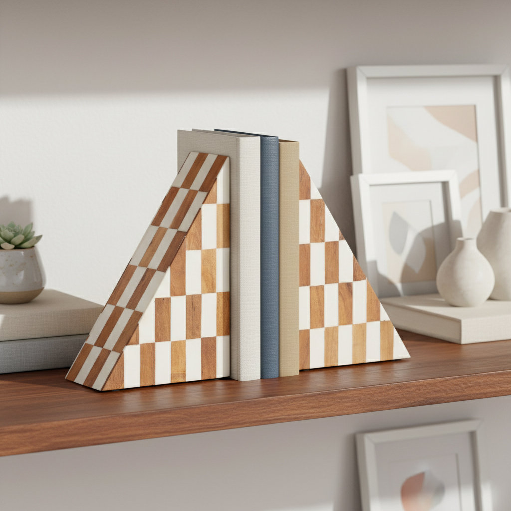 Loa Checkered Triangle Bookends