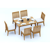 12 Seats 13 Pcs Grade-A Teak Wood Dining Set: 118" Double Extension Rectangle Table And 12 Caranas Arm Chairs #11Ca2412