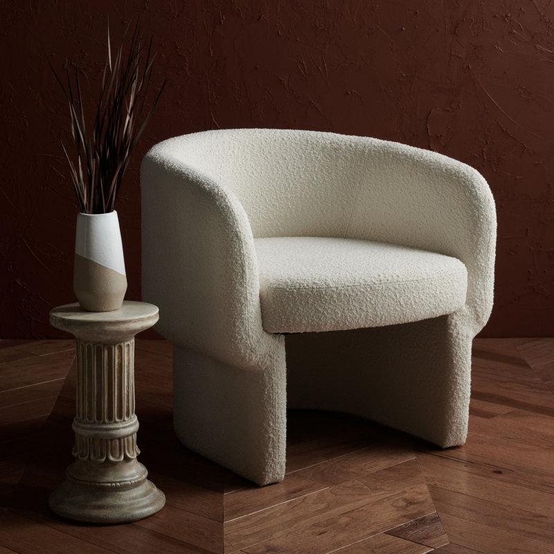 Cambry Upholstered Barrel Chair, Ivory Boucle