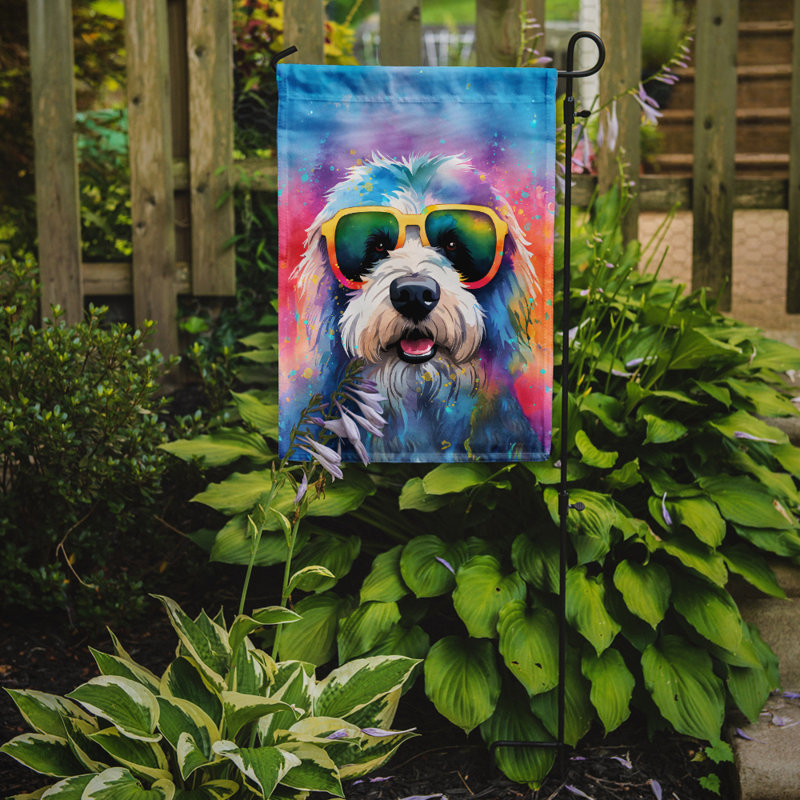 Drapeau de jardin Hippie Dawg, Berger anglais marine