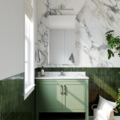 Miroir moderne sans cuivre antidéflagrant avec charnières à fermeture en douceur Blum,, tablettes en verre réglables, installation murale ou encastrée, porte à deux vues