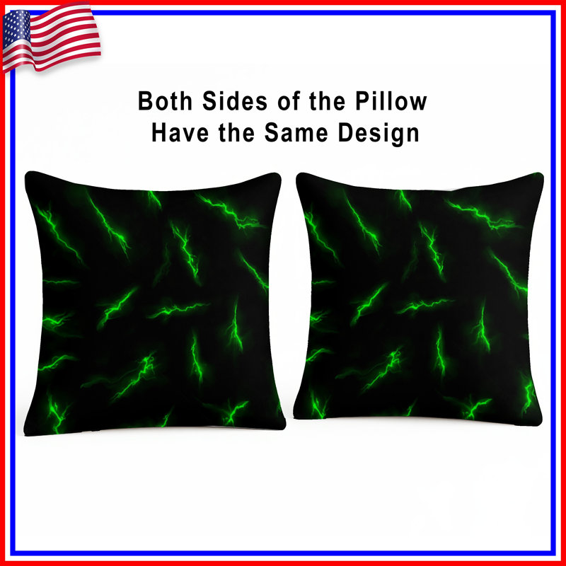 Coussins verts Green Lightning Bolts, 18 x 18 inches