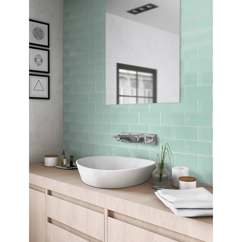 3"X 6" Matte Finished Glass Subway Tile, Light Blue