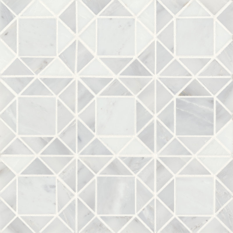 Carreau de mosaïque à bord droit Monet 11,75 po x 11,75 po Monet, Blanc oriental