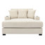 Chaise longue moderne de 140 cm avec revêtement en chenille crème, poste de charge et porte-gobelets pour des fins de semaine de détente dans des espaces de vie confortables.