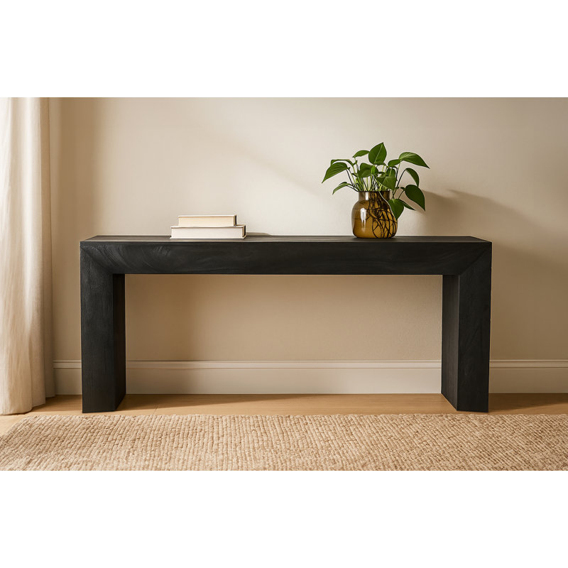 Console Felipe gris anthracite moderne sur bois de manguier massif
